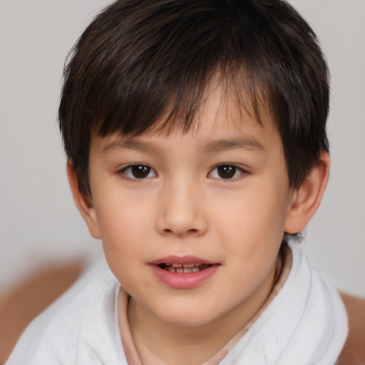 Neutral white child male with short  brown hair and brown eyes