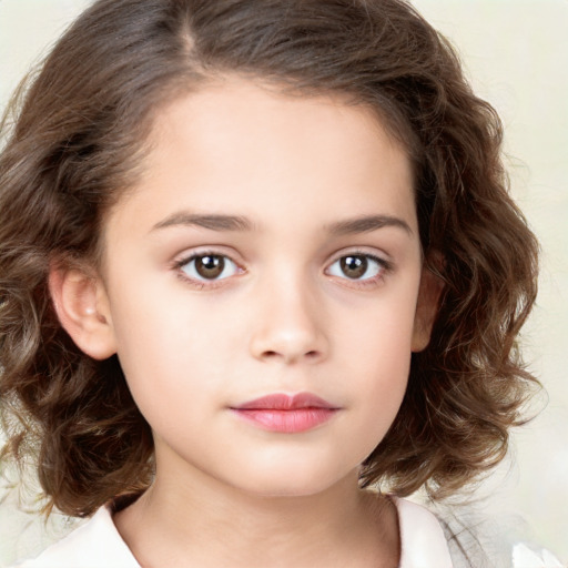 Neutral white child female with medium  brown hair and brown eyes