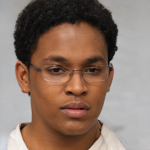 Neutral latino young-adult male with short  brown hair and brown eyes