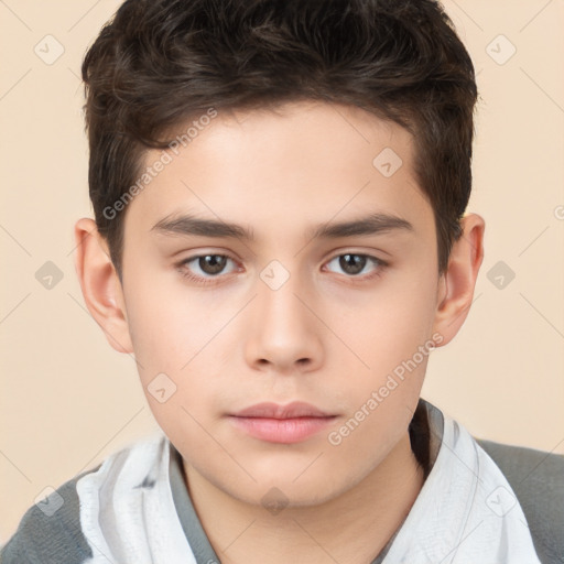 Neutral white child male with short  brown hair and brown eyes