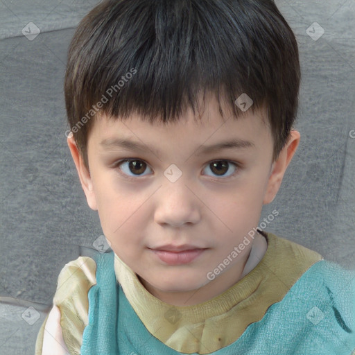 Neutral white child male with short  brown hair and brown eyes