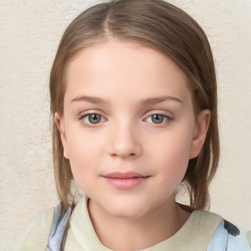 Neutral white child female with medium  brown hair and brown eyes