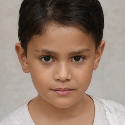 Neutral white child female with short  brown hair and brown eyes