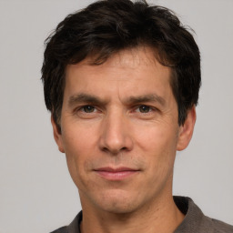 Neutral white adult male with short  brown hair and brown eyes