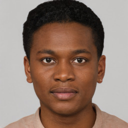 Neutral black young-adult male with short  brown hair and brown eyes