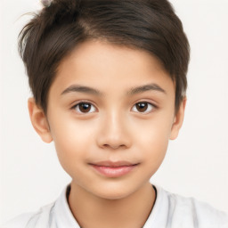 Neutral white child female with short  brown hair and brown eyes