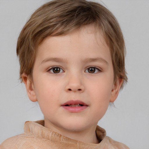 Neutral white child male with medium  brown hair and brown eyes