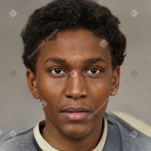Neutral latino young-adult male with short  brown hair and brown eyes