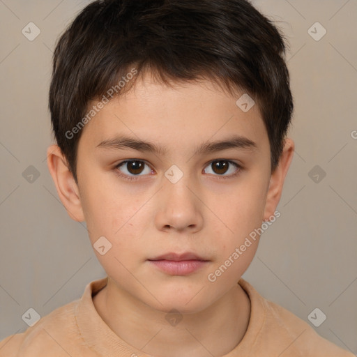 Neutral white child male with short  brown hair and brown eyes