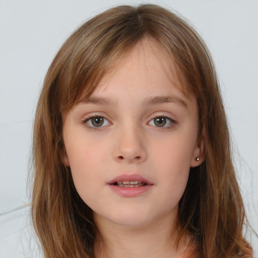 Neutral white child female with medium  brown hair and brown eyes