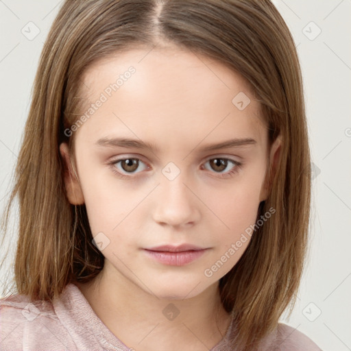 Neutral white child female with medium  brown hair and brown eyes