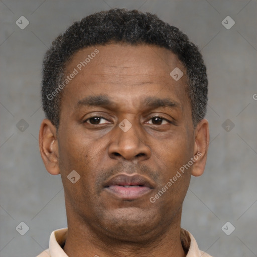 Neutral latino young-adult male with short  brown hair and brown eyes