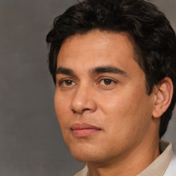 Neutral white young-adult male with short  black hair and brown eyes