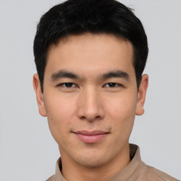 Neutral asian young-adult male with short  brown hair and brown eyes