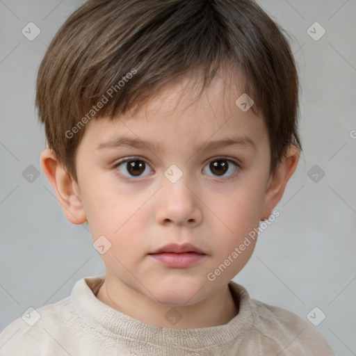 Neutral white child male with short  brown hair and brown eyes