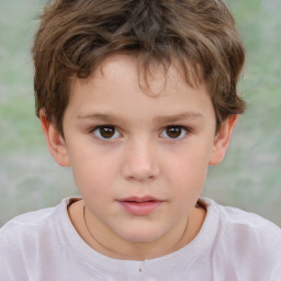 Neutral white child male with short  brown hair and brown eyes