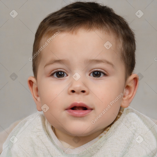 Neutral white child male with short  brown hair and brown eyes