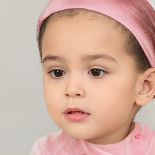 Neutral white child female with short  brown hair and brown eyes