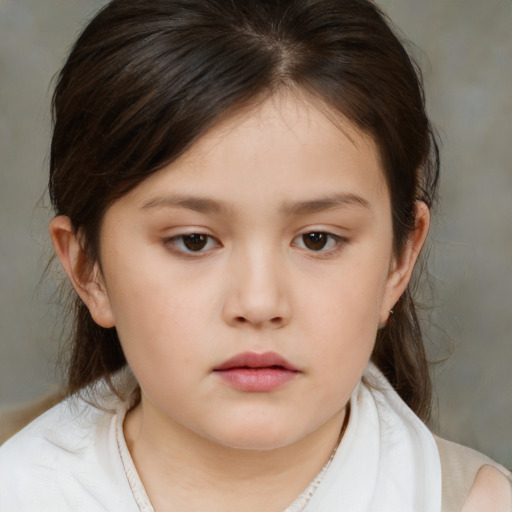 Neutral white child female with medium  brown hair and brown eyes