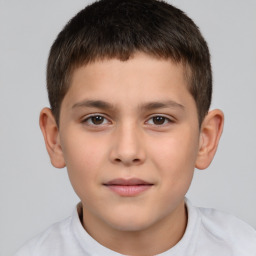 Neutral white child male with short  brown hair and brown eyes