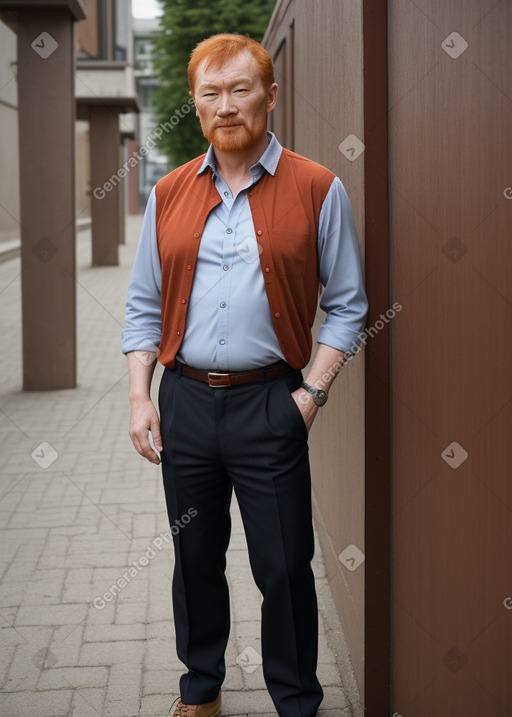 Mongolian middle-aged male with  ginger hair