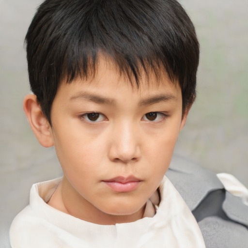 Neutral asian child male with short  brown hair and brown eyes