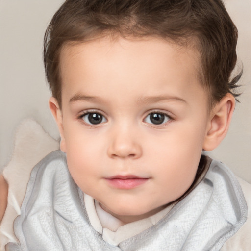 Neutral white child female with short  brown hair and brown eyes