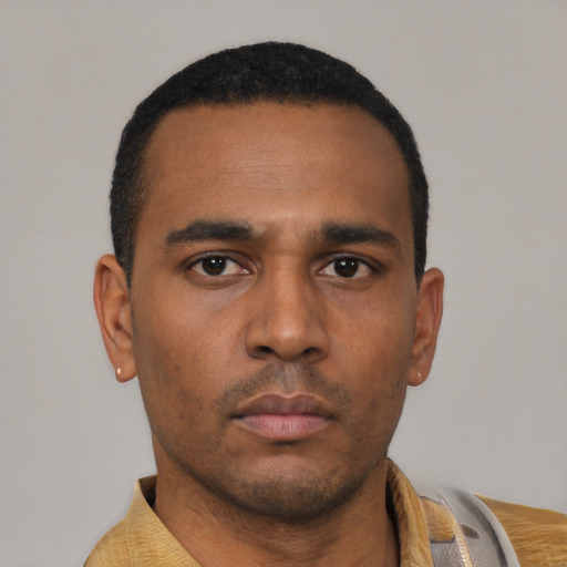 Neutral latino young-adult male with short  brown hair and brown eyes