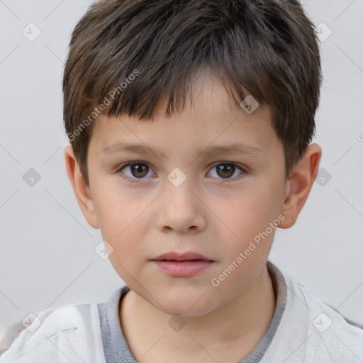 Neutral white child male with short  brown hair and brown eyes