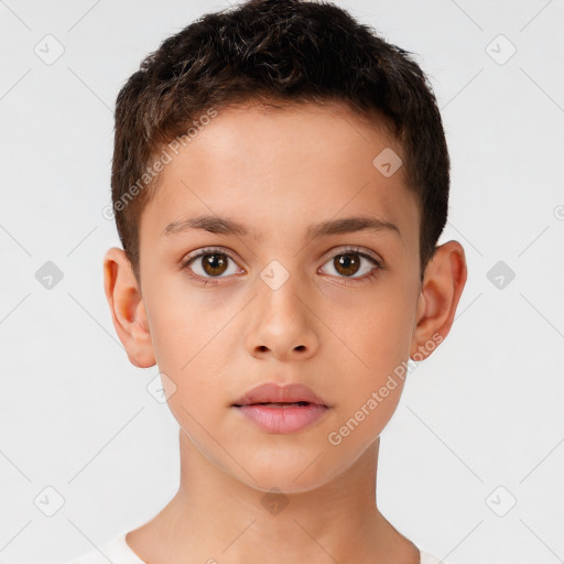 Neutral white child male with short  brown hair and brown eyes