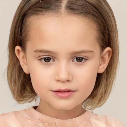 Neutral white child female with medium  brown hair and brown eyes