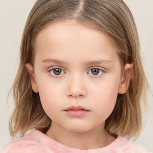 Neutral white child female with medium  brown hair and brown eyes