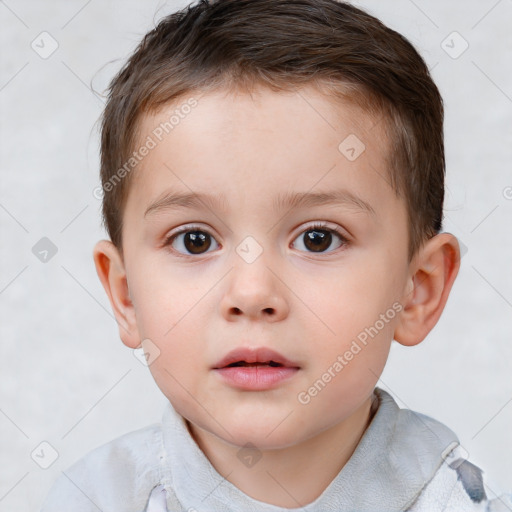 Neutral white child male with short  brown hair and brown eyes