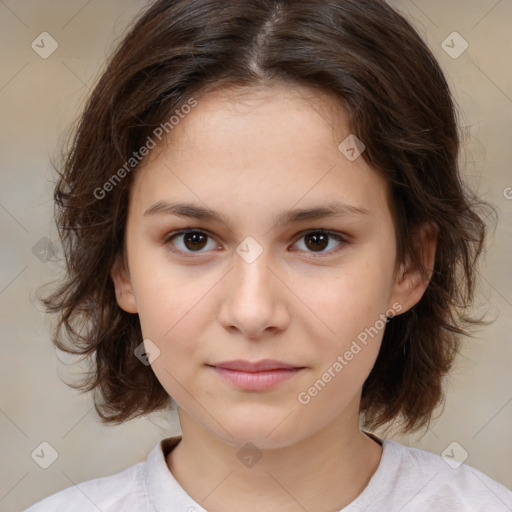 Neutral white child female with medium  brown hair and brown eyes