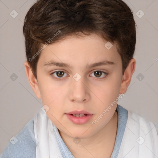 Neutral white child female with short  brown hair and brown eyes