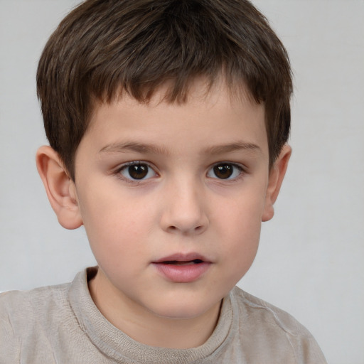 Neutral white child male with short  brown hair and brown eyes