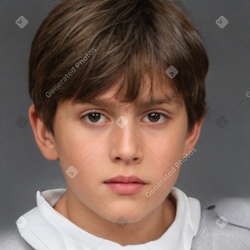 Neutral white child male with short  brown hair and brown eyes