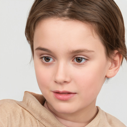 Neutral white child female with short  brown hair and brown eyes