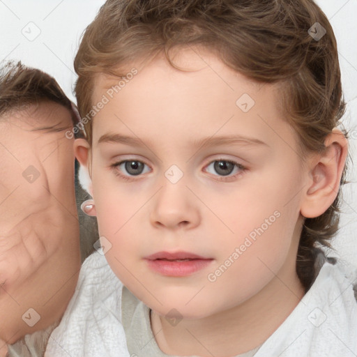 Neutral white child female with medium  brown hair and brown eyes