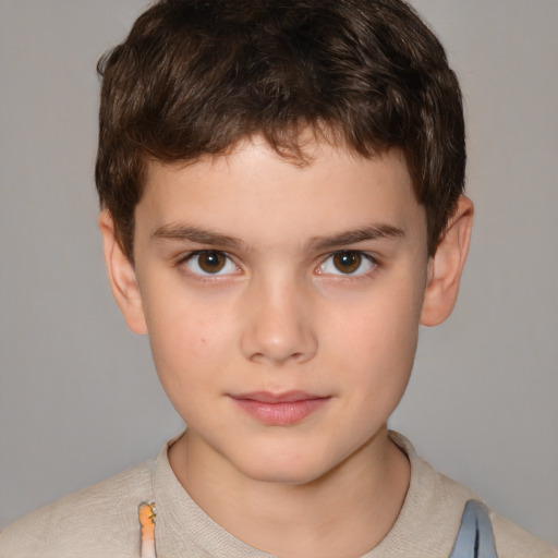 Neutral white child male with short  brown hair and brown eyes