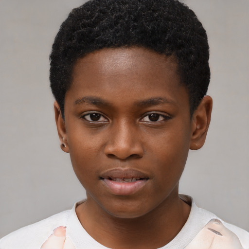 Neutral black child male with short  black hair and brown eyes