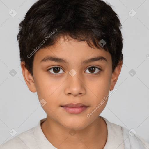 Neutral white child male with short  brown hair and brown eyes