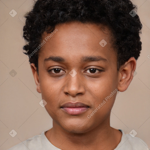 Neutral black young-adult male with short  brown hair and brown eyes