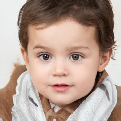 Neutral white child male with short  brown hair and brown eyes