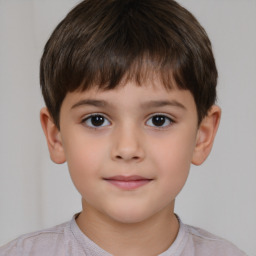 Neutral white child male with short  brown hair and brown eyes