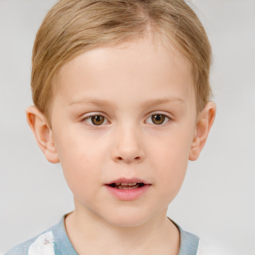 Neutral white child female with short  brown hair and brown eyes