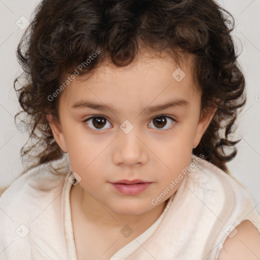 Neutral white child female with medium  brown hair and brown eyes