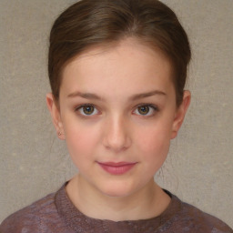 Neutral white young-adult female with short  brown hair and brown eyes