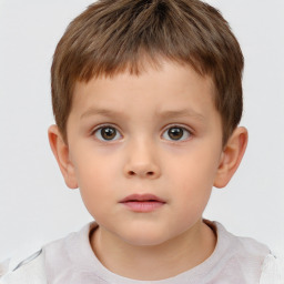 Neutral white child male with short  brown hair and brown eyes