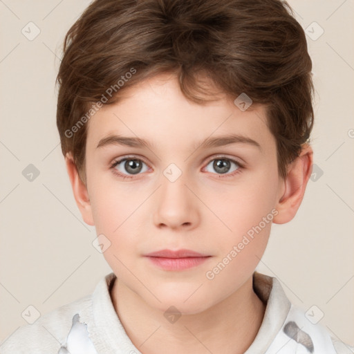 Neutral white child male with short  brown hair and brown eyes